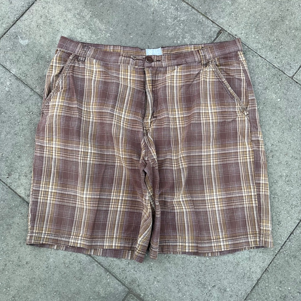 Modern Culture Mens Brown Plaid Shorts Size 38 Casual Flat Front Summer